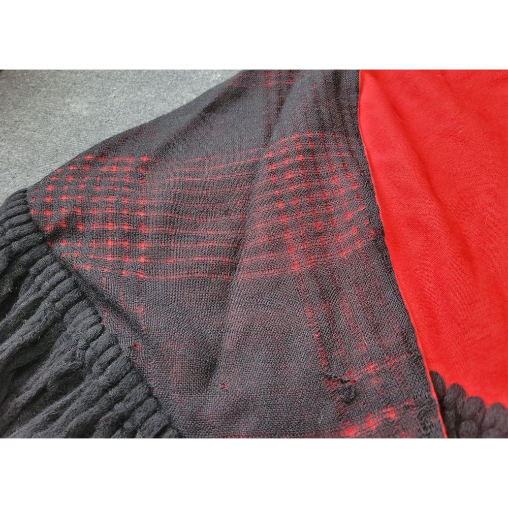 Vintage 50s 60s Shawl Wrap Black And Red Angoras Of Abercorn Knit One Size - Picture 11 of 14